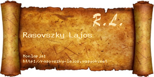 Rasovszky Lajos névjegykártya